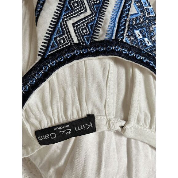Kim & Cami Womens Embroidered Casual Sleeveless Peasant Blouse White Sz M - Picture 5 of 6